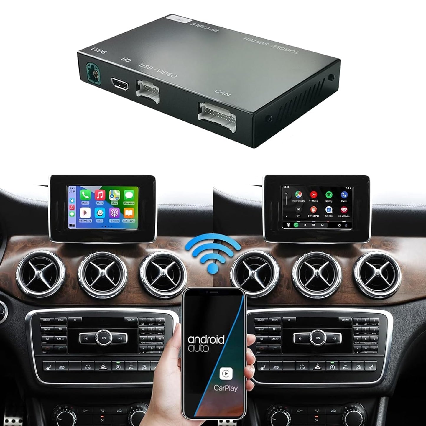 Kit Apple CarPlay et AndroidAuto sans fil pour Mercedes-Benz (NTG 4.5/4.7)