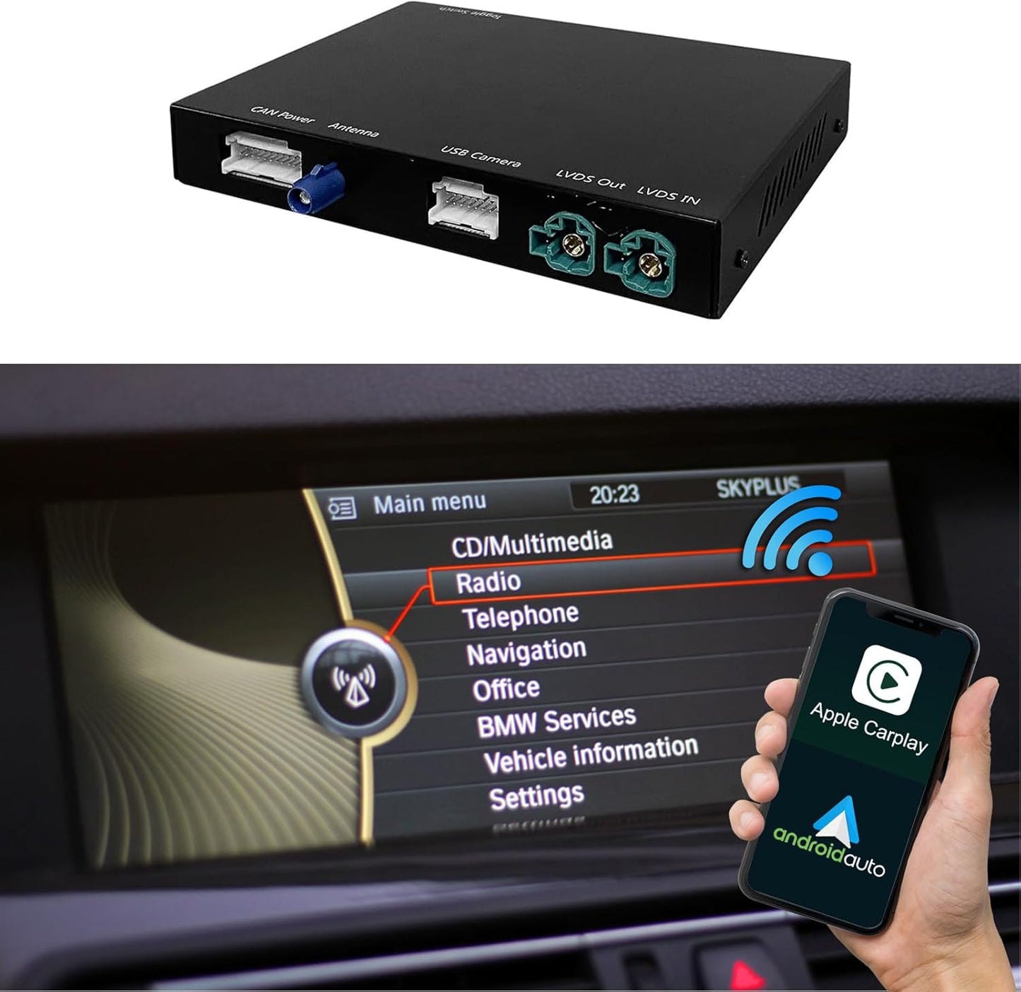 Kit Apple CarPlay et Androidauto sans fil pour BMW CIC