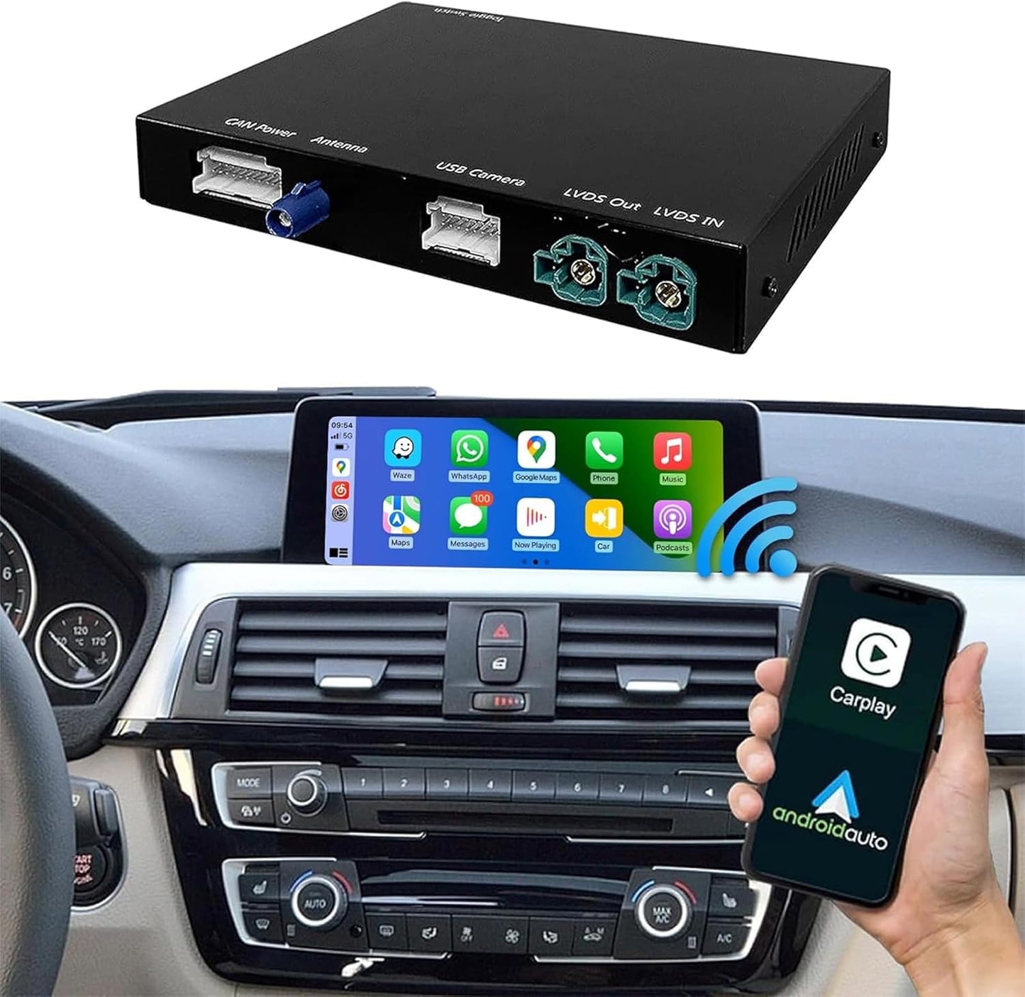 Kit Apple CarPlay et Android Auto sans fil pour BMW NBT/EVO