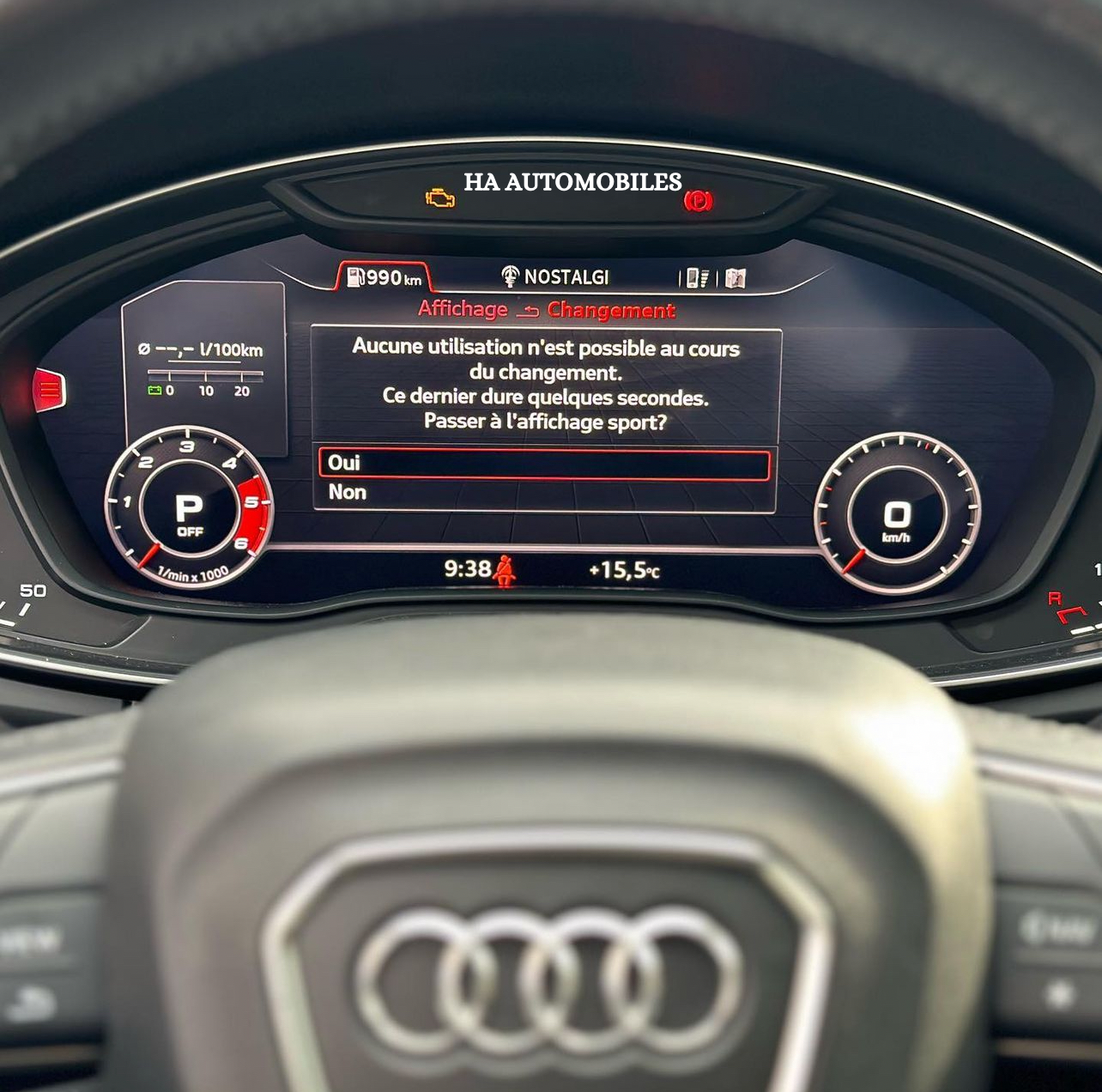 Activation de l'affichage Sport Audi – virtuel cockpit Gen1