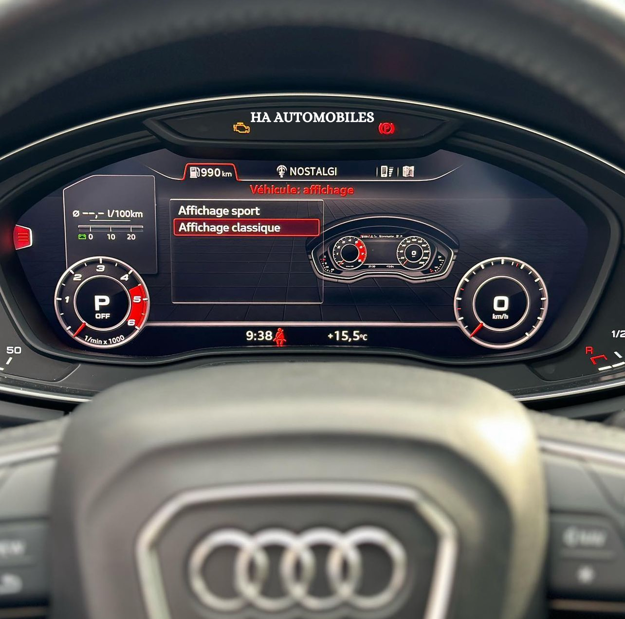 Activation de l'affichage Sport Audi – virtuel cockpit Gen1