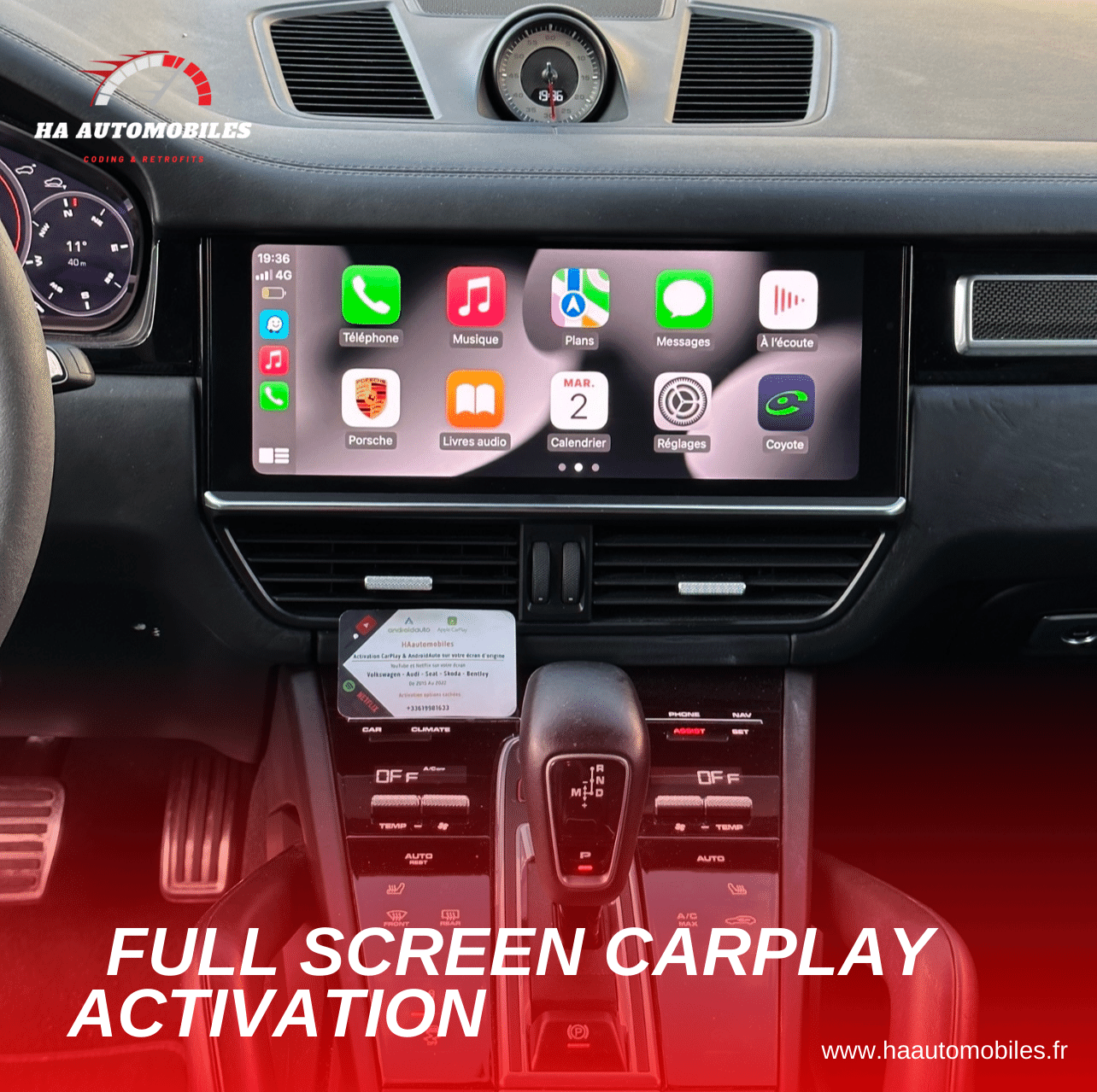 Activation Apple CarPlay en plein écran Porsche