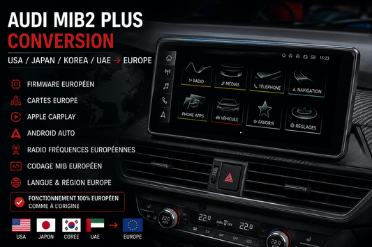 Conversion Audi MIB USA / Japon / Corée / UAE vers Europe (Firmware EU, Navigation, CarPlay & Android Auto)